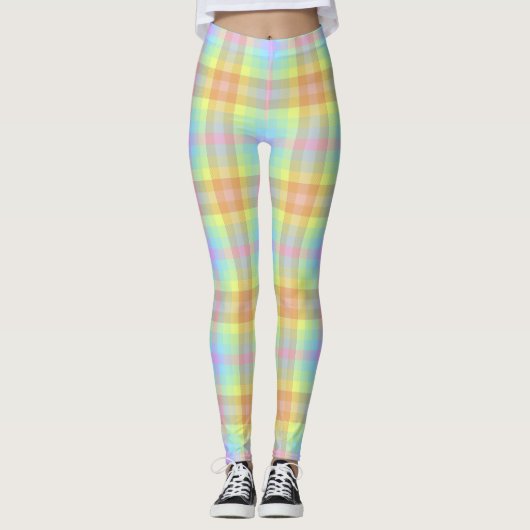 Karierte Pastell-Rainbow-Leggings Leggings (Vorderseite)