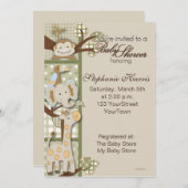 Karierte Patchwork mit Safari-Tieren Einladung (Vorne/Hinten)