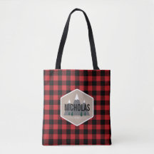 Karierte Pattern-Tote-Tasche aus Red & Black Buffa