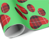 Karierte Paw-Druckfarbe Rot und Schwarzer Tartan Geschenkpapier (Rolleneckpunkt)