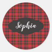 Karierte Personalisierte Aufkleber aus Rot und Sch (Vorderseite)