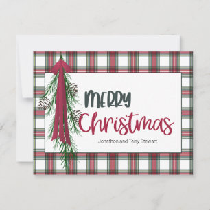 Karierte Personalisierte Frohe Weihnachtskarte Feiertagskarte