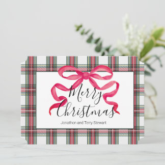 Karierte personalisierte Frohe Weihnachtskarte Feiertagskarte