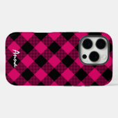 Karierte Personalisierte Rosa und Schwarz Buffalo Case-Mate iPhone Hülle (Rückseite (Horizontal))