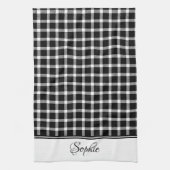 Karierte Personalisierte Schwarz-Weiß-Farbe Geschirrtuch (Vertikal)