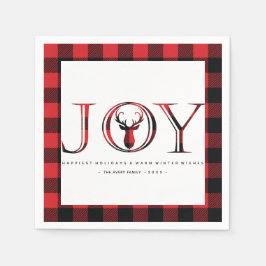 Karierte Personalisierte Weihnachtsfreude Serviette