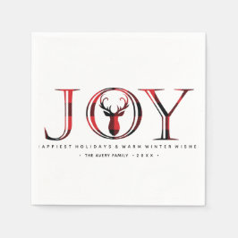 Karierte Personalisierte Weihnachtsfreude Serviette