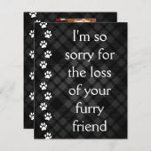 karierte Pfoten-Beileid-Karte (Vorne/Hinten)