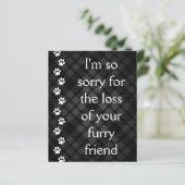 karierte Pfoten-Beileid-Karte (Stehend Vorderseite)