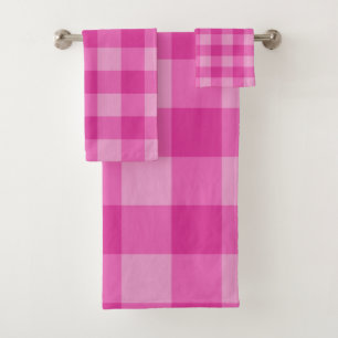 Karierte Pinke mit rosa Markierquadrate Badhandtuch Set