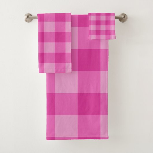 Karierte Pinke mit rosa Markierquadrate Badhandtuch Set (Insitu)