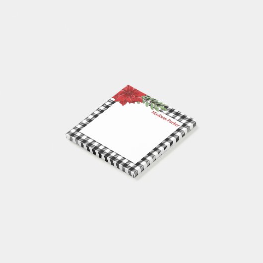 Karierte Poinsettia Buffalo Post-it Klebezettel (angewinkelt)