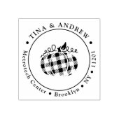 Karierte Pumpkin Erntedank Custom Rücksendeadresse Gummistempel (Prägung)