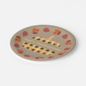 Karierte Pumpkin und Herbstlaub Papier Teller (Schrägansicht)