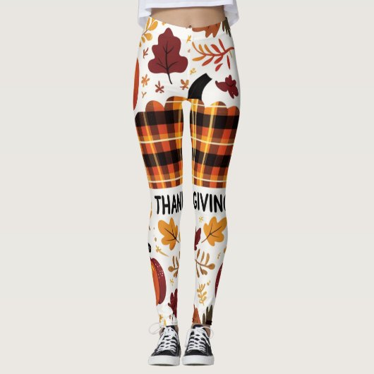 Karierte Pumpkinaparade Leggings (Vorderseite)