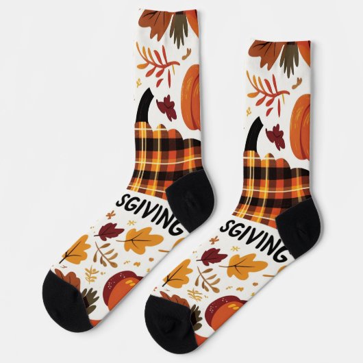 Karierte Pumpkinaparade Socken (Linkes Detail)