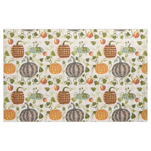 Karierte Pumpkins im Herbst Äpfel auf Gingham Stoff (Fat Quarter (45,7 x 55,9 cm))