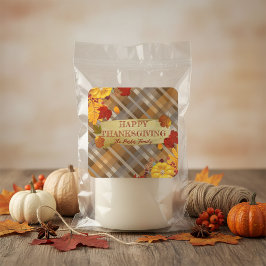 Karierte Pumpkins und Erntedank in Foliage ernten Quadratischer Aufkleber