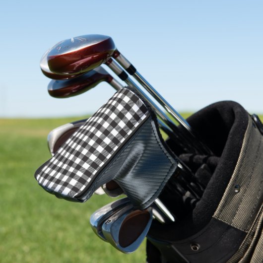 Karierte Putterabdeckung mit schwarzem Buffalo Golf Headcover (In Situ)