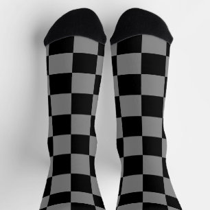 Karierte Quadrate grau schwarze geometrische Retro Socken