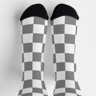 Karierte Quadrate grau weiß geometrisch retro Socken