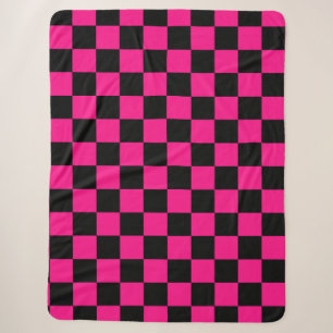 Karierte Quadrate heißrosa schwarz geometrisch ret Sherpadecke
