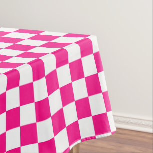 Karierte Quadrate heißrosa weiß geometrisch retro Tischdecke