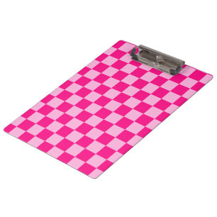 Karierte Quadrate helles Heißrosa geometrisch retr Klemmbrett