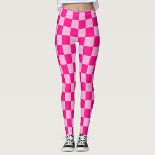 Karierte Quadrate helles Heißrosa geometrisches Re Leggings