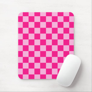 Karierte Quadrate helles Hot-Pink geometrisches Re Mousepad
