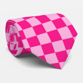 Karierte Quadrate helles Hot-Pink Retro Krawatte (Gerollt)
