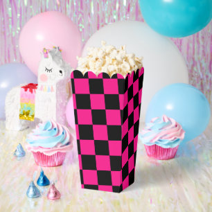 Karierte Quadrate Hot Pink Schwarz Geometrisch Ret Geschenkschachtel