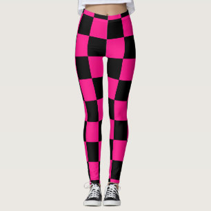 Karierte Quadrate Hot Pink Schwarz geometrisch Ret Leggings