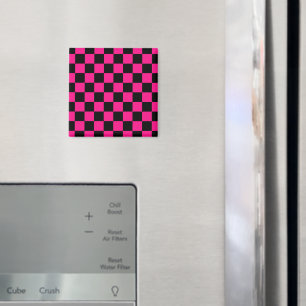 Karierte Quadrate Hot Pink Schwarz geometrisch Ret Magnet
