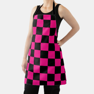 Karierte Quadrate Hot Pink Schwarz geometrisch Ret Schürze