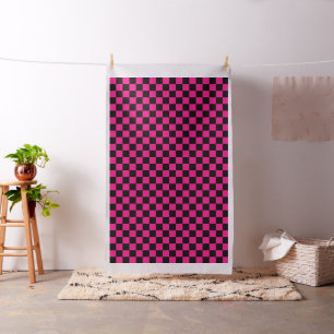 Karierte Quadrate Hot Pink Schwarz geometrisch Ret Stoff