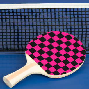 Karierte Quadrate Hot Pink Schwarz geometrisch Ret Tischtennis Schläger