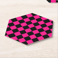 Karierte Quadrate Hot Pink Schwarz geometrisch Ret