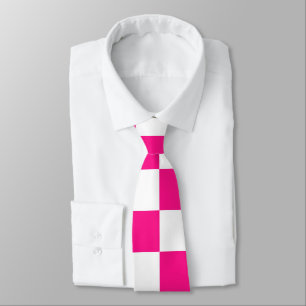 Karierte Quadrate Hot Pink Weiß geometrisch retro Krawatte