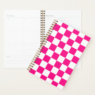 Karierte Quadrate Hot Pink Weiß geometrisch retro Planer