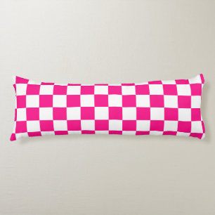 Karierte Quadrate Hot Pink Weiß geometrisch Retro Seitenschläferkissen