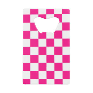 Karierte Quadrate Hot Pink Weiße Geometrische Retr Geldbeutel Flaschenöffner