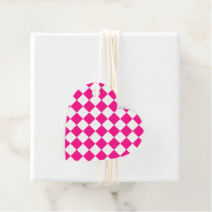Karierte Quadrate Hot Pink Weiße Geometrische Retr Geschenkanhänger
