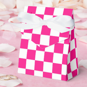 Karierte Quadrate Hot Pink Weiße Geometrische Retr Geschenkschachtel
