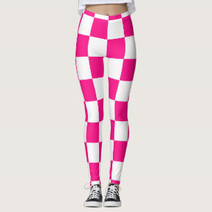 Karierte Quadrate Hot Pink Weiße Geometrische Retr Leggings