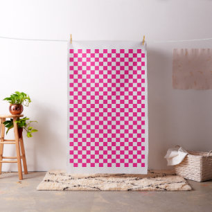 Karierte Quadrate Hot Pink Weiße Geometrische Retr Stoff
