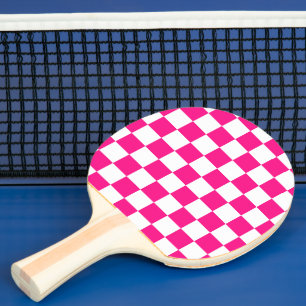 Karierte Quadrate Hot Pink Weiße Geometrische Retr Tischtennis Schläger