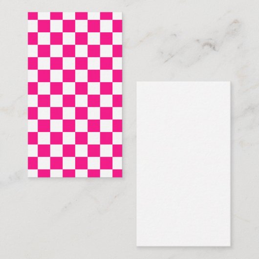 Karierte Quadrate Hot Pink Weiße Geometrische Retr Visitenkarte (Vorne/Hinten)