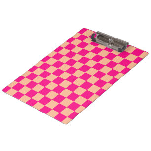Karierte Quadrate Pfirsich heißes Rosa geometrisch Klemmbrett