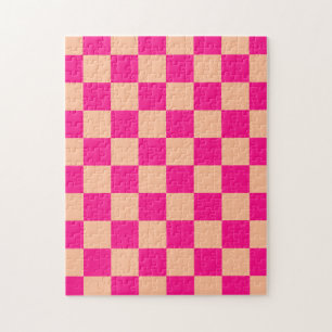 Karierte Quadrate Pfirsich heißes Rosa geometrisch Puzzle